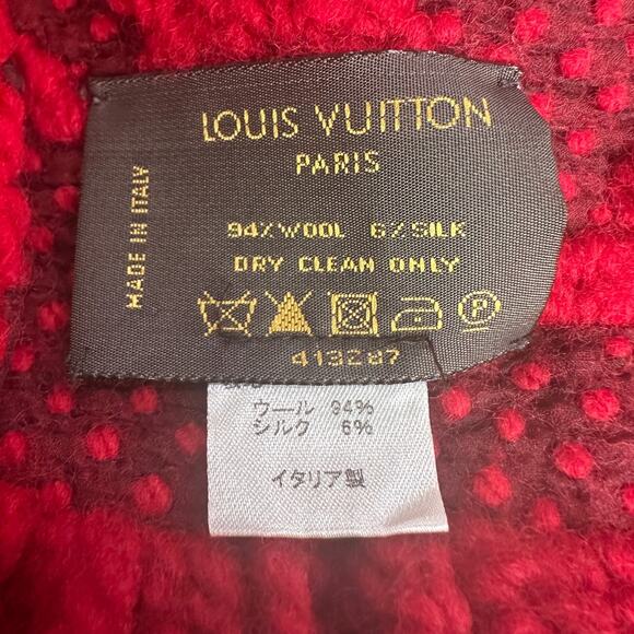 Louis Vuitton Red Logomania Reversible Wool Scarf - Picture 11 of 11